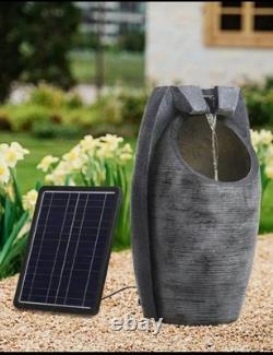1pc Solar Powered Oriental Garden Resin Water Fountain With LED Lights