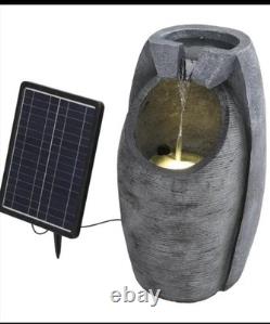 1pc Solar Powered Oriental Garden Resin Water Fountain With LED Lights