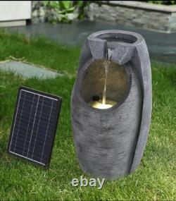 1pc Solar Powered Oriental Garden Resin Water Fountain With LED Lights