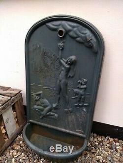 1x cast iron Godin water fountain garden wall feature Adam and Eve with dog