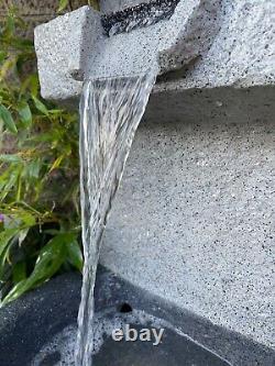 2 Fall Cascade Mains Powered Water Feature, Garden Fountain with Lights Waterfall