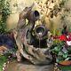 2 Jug & Woodland Water Feature, Solar Powered Garden Fountain With Led