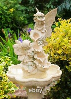 2 Stage Fairy Sculpture Water Feature Fountain Classical Stone Effect Garden
