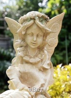 2 Stage Fairy Sculpture Water Feature Fountain Classical Stone Effect Garden