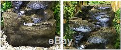 2 Step Rock Cascade Water Feature Fountain Waterfall Natural Stone Effect Garden