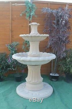 2 Teired Sandstone Garden Water Fountain Ornament Feature Solar Pump