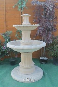 2 Teired Sandstone Garden Water Fountain Ornament Feature Solar Pump