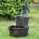 2 Tier Barrel Fountain Garden Water Pump Feature Garden Ornament Electric Wired