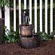 2 Tier Barrel Fountain Garden Water Pump Feature Garden Ornament Electric Wired