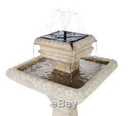2 Tier Birdbath Water Feature Fountain Solar Power Classical Stone Effect Garden