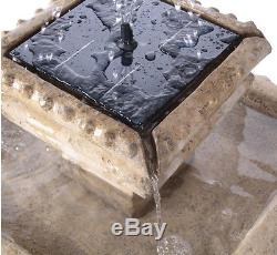 2 Tier Birdbath Water Feature Fountain Solar Power Classical Stone Effect Garden