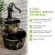 2 Tier Garden Barrel Water Fountain Pump Outdoor Patio Decor Curved Feature Deck
