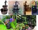 2 Tier Garden Water Barrel Pump Fountain Feature Outdoor Patio Cascade Ornament