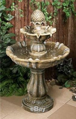 2 Tier Level Water Fountain Feature Cascade Antique Stone Effect Outdoor Garden