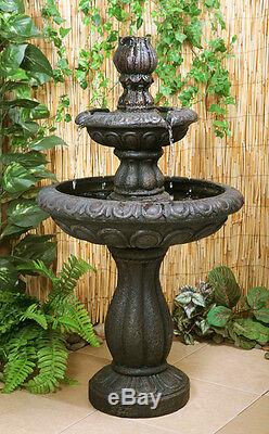 2 Tier Water Fountain Feature Cascade Classical Victorian Metallic Effect Garden