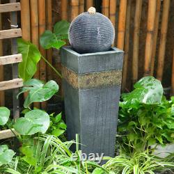 220V Garden Water Feature Fountain LED Waterfall Rotating Ball Outdoor Ornaments
