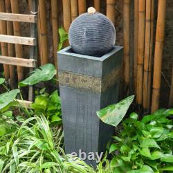 220V Powered Garden Water Feature Fountain LED Lights Waterfall Ball Tower Decor