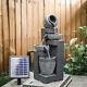 220v Solar Powered Garden Patio Water Feature Cascading Water Fountain Withpump Uk