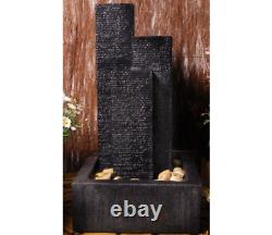 3 Column Water Feature Fountain Cascade Dark Grey Slate Effect Garden Outdoor