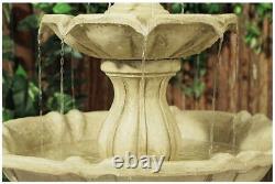 3 Level Water Fountain Feature Cascade Classical White Ivory Stone Effect Garden