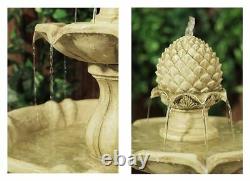 3 Level Water Fountain Feature Cascade Classical White Ivory Stone Effect Garden
