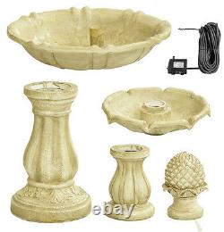3 Level Water Fountain Feature Cascade Classical White Ivory Stone Effect Garden