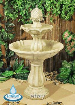 3 Level Water Fountain Feature Cascade Classical White Ivory Stone Effect Garden