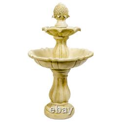 3 Level Water Fountain Feature Cascade Classical White Ivory Stone Effect Garden