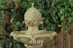 3 Level Water Fountain Feature Cascade Classical White Ivory Stone Effect Garden