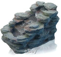 3 Step Rock Stone Cascade Water Feature Fountain Waterfall Self Contained Garden