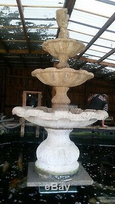 3 Tier Antique Stone Water Fountain Large Koi Fish Pond Garden Feature 7ft 4