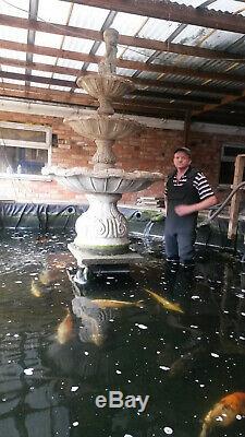 3 Tier Antique Stone Water Fountain Large Koi Fish Pond Garden Feature 7ft 4