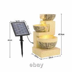 3 Tier LED Garden Fountain Solar Powered Outdoor Water Feature Cascade Decor