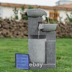 3 Tier LED Water Feature Cascade Outdoor Garden Fountain Landscape Solar Power