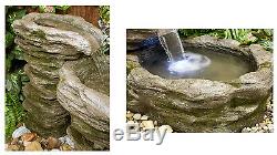 3 Tier Rock Pool Cascade Water Feature Fountain Stone Effect Indoor Garden