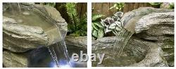 3 Tier Rock Pool Cascade Water Feature Fountain Stone Effect Outdoor Garden