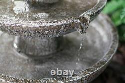 3 Tier Solar Powered Stone Effect Cascading Water Feature High Quality Outdoor