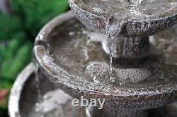 3 Tier Solar Powered Stone Effect Cascading Water Feature High Quality Outdoor