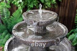 3 Tier Solar Powered Stone Effect Cascading Water Feature High Quality Outdoor