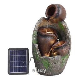 3 Tier Staggered Pottery Bowls Water Feature LED Garden Fountain Decor with Pump
