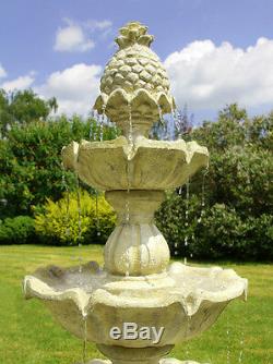 3-Tier Water Feature Cascade Classical Regal White Stone Effect Garden Fountain