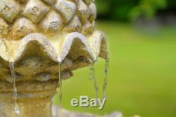 3-Tier Water Feature Cascade Classical Regal White Stone Effect Garden Fountain