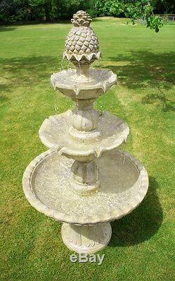 3-Tier Water Feature Cascade Classical Regal White Stone Effect Garden Fountain