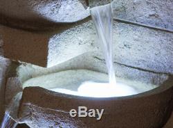 3-Tier Water Feature Cascade Outdoor Garden Cream Fountain & LED Lights 85cm