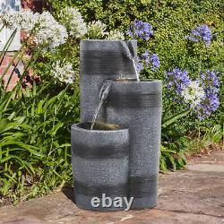 3 Tier Water Fountain Solar Powered Resin Water Feature Garden Ornament withLight