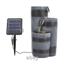 3 Tier Water Fountain Solar Powered Resin Water Feature Garden Ornament withLight