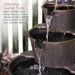 3-Tier Wooden Effect Barrel With Pump Cascading Water Fountain Garden Feature