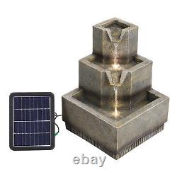 3 Tiered Water Feature Outdoor Fountain Solar Powered Garden Ornament LED Light