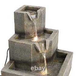 3 Tiered Water Feature Outdoor Fountain Solar Powered Garden Ornament LED Light