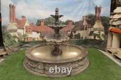 3 Tiered Windsor water fountain with small Lawrence pool stone garden feature